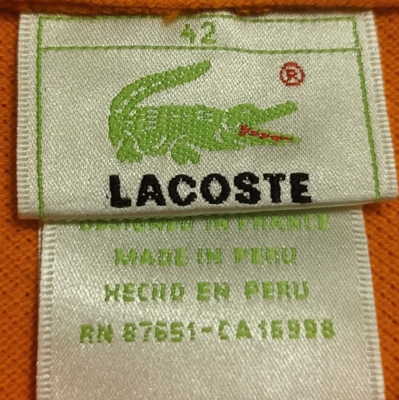 LACOSTE Piqué Polo NEW WOT Unidex Regular Fit EU sz 42 Soft Cotton Orange • TV1 - Picture 5 of 7
